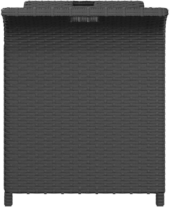 Garden Bench Black Polyethylene with Rattan Look Park Bench Outdoor Seating for Lawn Courtyard