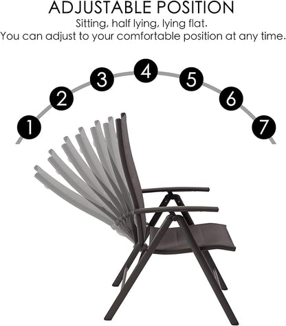 Kozyard Coolmen 2-Pack Outdoor Patio Dining Chair Set - Breathable Textilene Padded, Foldable Deck Chairs for Outdoor Patio (Brown)
