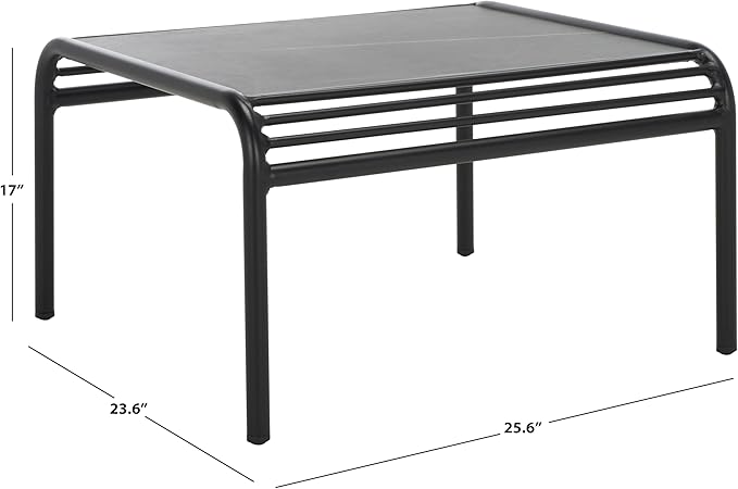 SAFAVIEH Outdoor Patio Furniture Core Black Metal & Sintered Stone Coffee Table (Fully Assembled)