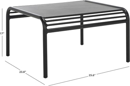 SAFAVIEH Outdoor Patio Furniture Core Black Metal & Sintered Stone Coffee Table (Fully Assembled)