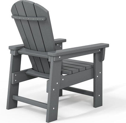 WestinTrends Malibu Kids Outdoor HDPE Adirondack Plastic Patio Chair, Gray
