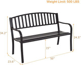 Giantex Outdoor Bench, 50” Patio Garden Bench with Steel Frame, Slat Design, 500 Lbs Weight Capacity - Photo 3
