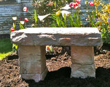 "Garden Bench" Cast Stone Granite Rock Bench 3 Piece, Patio Furniture, Concrete Bench Hand Sculpted Rustice Garden Decor - Photo 7