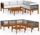 6-Piece Acacia Wood Garden Lounge Set with 8 Cushions, Modular Outdoor Patio Furniture for Balcony or Terrace - Photo 2