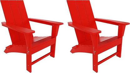 WestinTrends Ashore Modern Outdoor Folding Adirondack Chair (Set of 2), Red