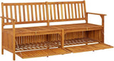 Storage Bench 66.9" Solid Wood Acacia Outdoor Bench Garden Bench Deck Bench Porch Bench for patios, Gardens, Decks - Photo 4