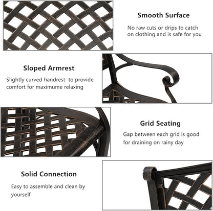 JOYBASE Outdoor Bench, Garden Patio Bench with Backrest, All-Weather Aluminum Frame, Patio Furniture Decor, Rustic Outdoor Loveseat for Lawn, Porch and Park (Bronze)
