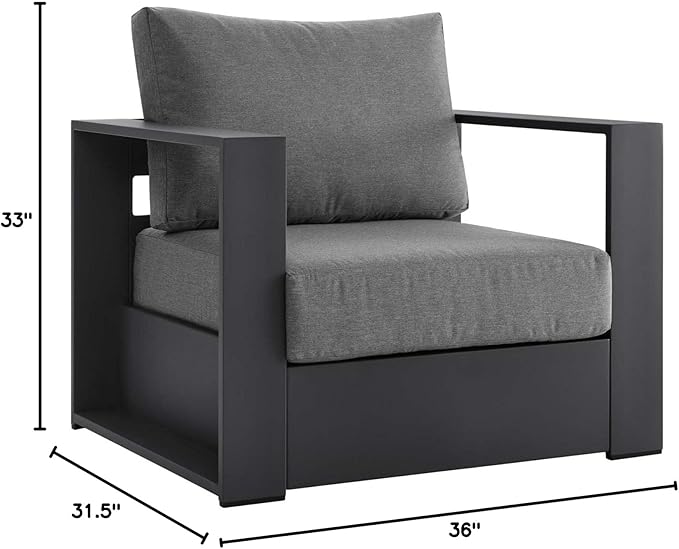 Modway Tahoe Aluminum Outdoor Patio Armchair in Gray Charcoal