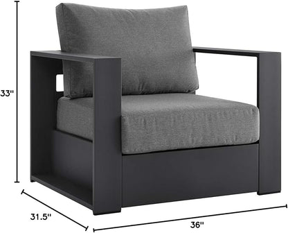 Modway Tahoe Aluminum Outdoor Patio Armchair in Gray Charcoal