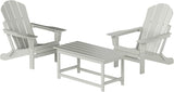 WO Home Furniture Adirondack Chairs Table Set of 3 PCS Outdoor Folding Chairs Coffee Table Weather/UV Resistant for Lawn - Photo 1