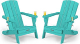 Folding Adirondack Chair Wood Texture 2 Pack, HDPE All-Weather Fire Pit Chairs - Photo 1