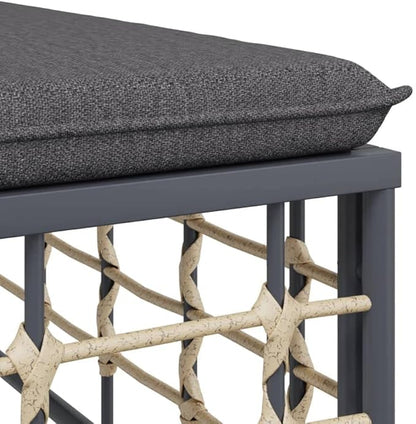 Metal Frame Outdoor Chairs,Garden Decorative Chairs,Reading Relaxation Chair,for Deck,Backyard,Porch,Patio Corner Sofa with Dark Gray Cushions Poly Rattan