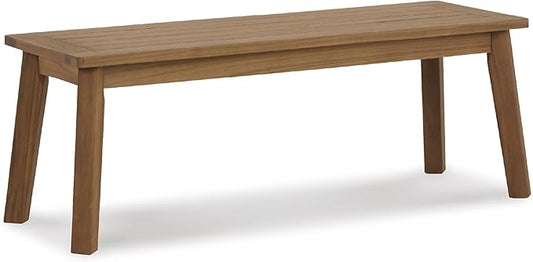 Signature Design by Ashley Janiyah Casual Outdoor Dining Bench, Light Brown