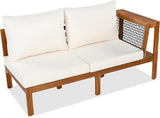 Outdoor L-Shaped Sofa Furniture Set with Coffee Table, Woven Mesh Armrests and Side Table - Photo 8