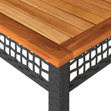 Contemporary Rectangular Garden Table Black and Brown Outdoor Dining Set with Acacia Wood Top and Poly Rattan Seating - Photo 8