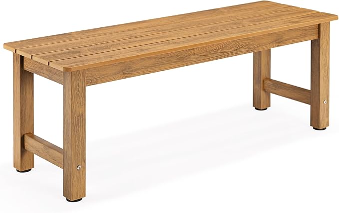 ONBRILL Outdoor Benches Weatherproof, 2-Person Poly Lumber Garden Bench - Photo 1