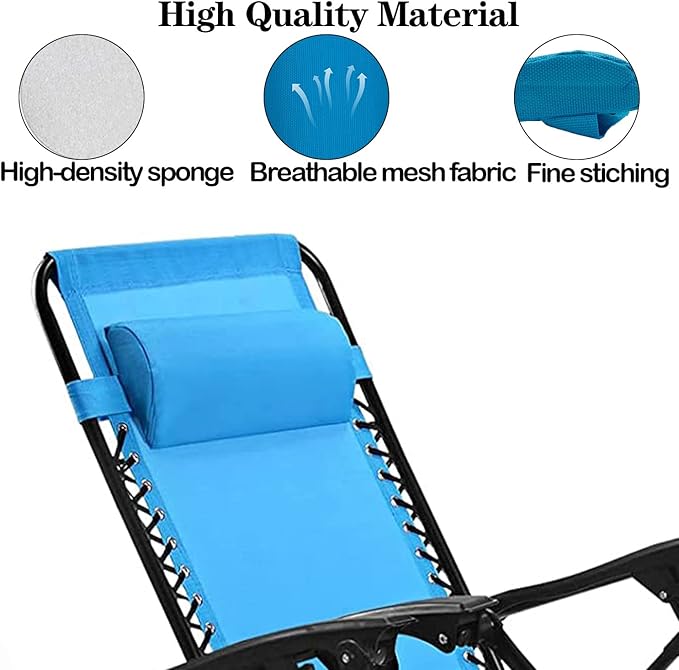 Ostlttyn Zero Gravity Chair Replacement Pillow Headrest with Elastic Band, Universal Soft Removable Padded Cushion Head Pillow, Light Blue, 14.3L' x 6.3W' x 2.3H'