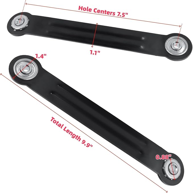 Glider Bearing Arm Bracket Replacement, 4Pcs Balck, 9.9 Inch Length & 7.5 Inch Hole Center, Hardware Rocker Parts for Patio Glider, Garden Bench, and Chair Repair