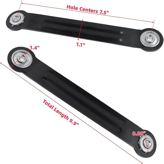 Glider Bearing Arm Bracket Replacement, 4Pcs Balck, 9.9 Inch Length & 7.5 Inch Hole Center, Hardware Rocker Parts for Patio Glider, Garden Bench, and Chair Repair