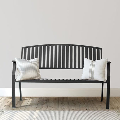 52" Outdoor Bench Weatherproof, Rust-Resistant Aluminum Metal Patio Garden Bench, Patio Loveseat for Porch Garden Lawn Backyard Park Balcony(Grey, 1PC)