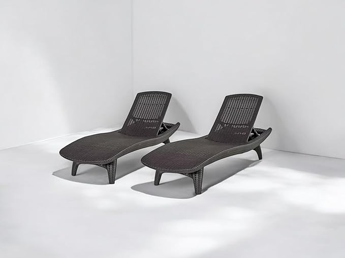 2-Pack All-Weather Grenada Chaise Loungers, Woven Resin (Gray)