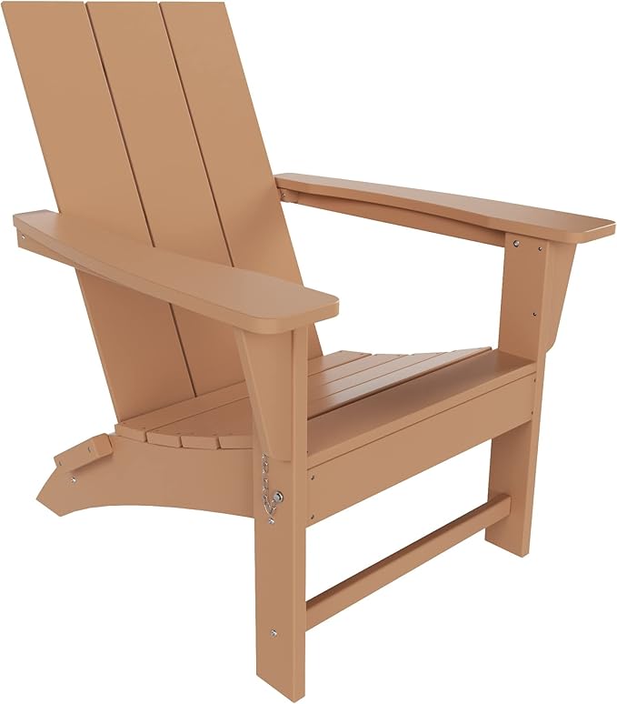 WestinTrends Ashore Modern Outdoor Folding Adirondack Chair, Teak