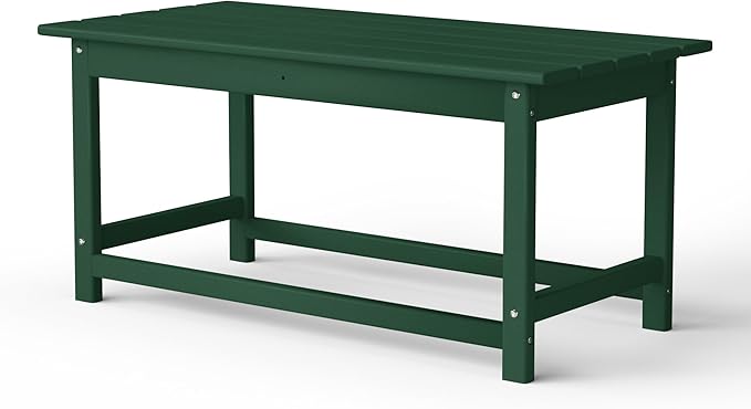 WestinTrends Malibu Outdoor Coffee Table, 35" x 17.5" All Weather Poly Lumber Patio Adirondack Coffee Table for Garden Lawn Porch Balcony, Dark Green