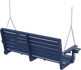 Plawdlik Porch Swings,2 Seat Patio Chair with Two Cup Holders,HDPE Waterproof Bench for Courtyard-Navy Blue - Photo 9