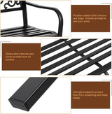 50" Outdoor Garden Bench, Cast Iron Metal Frame Patio Park Bench with PVC Butterfly Pattern Backrest - Photo 2