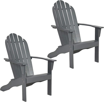 Giantex Adirondack Chair Set of 2 Acacia Wood Outdoor Chairs with 350 lbs Weight Capacity, Lounge Chair Armchair for Yard, Patio, Garden, Poolside, Balcony, Deck Fire Pit Chairs, Gray