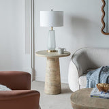 Faux Stone Side Table Round End Table Patio Small Drink Table for Small Spaces - Photo 4