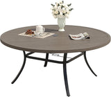 Patio Dining Table for 6-8, Round Metal Outdoor Table with 1.57" Umbrella Hole - Photo 1