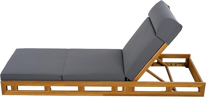 Outdoor Lounge Chaise Set with 3-Fold 4" Water-Resistant Cushion & Headrest, 4-Position Adjustable Backrest Recliner - Photo 4