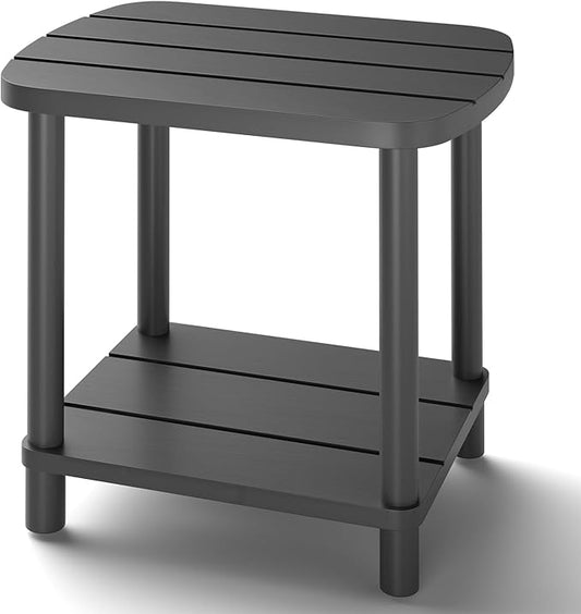 Outdoor Coffee Table, 2-Tier Adirondack Outdoor Side Table Weather Resistant, Patio End Table for Pool, Porch, Backyard.