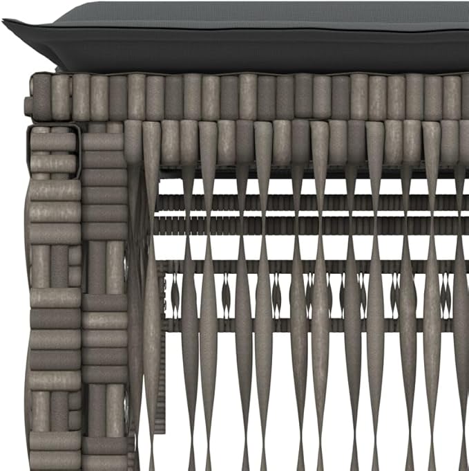 Adjustable Sun Lounger with Removable Cushion Covers, Grey PE Rattan Outdoor Chaise Lounge 77.9 x 21.7 x 37.8 in - Photo 9