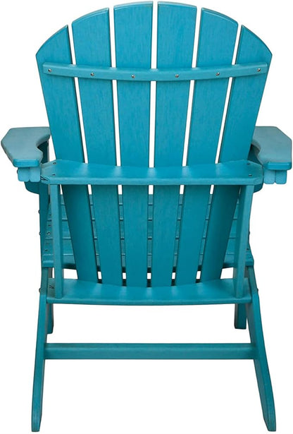 UV Protected HDPE Indoor and Outdoor Adirondack Plastic Lounge Patio Porch Deck Beach Chair for Kids and Adults, Turquoise