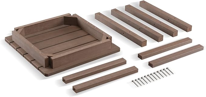 Psilvam Oversized Outdoor Side Table, 19.68" Poly Lumber Adirondack Side Table, Weather Resistant Patio Side Table for Poolside, Garden and Front Porch (Brown)