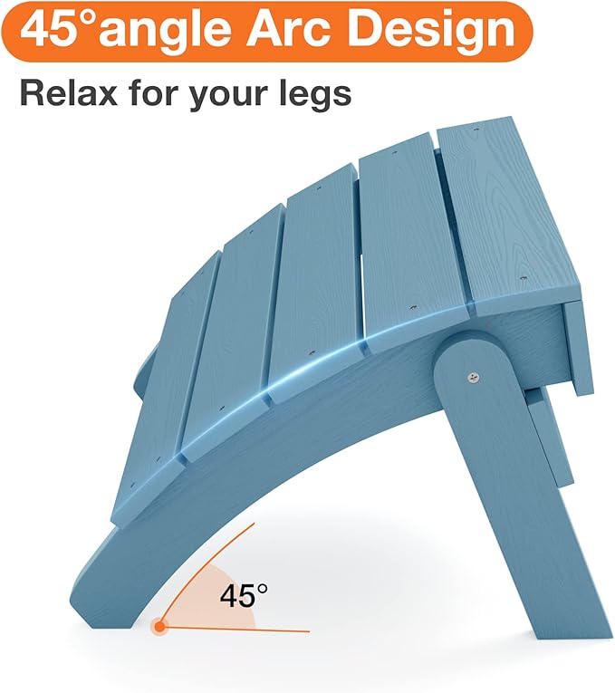 YEFU Adirondack Ottoman Set of 4, Adirondack Foot Rest, Patio Foot Rest, Folding Adirondack Footstool, Weather Resistant for Adirondack Chair, Widely Used for Outdoor, Porch, Backyard, Fire Pits-Blue