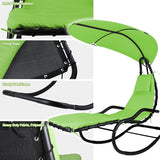 Outdoor Hammock Rocking Chaise Lounge Swing Chair, with Stand and Canopy, Porch Swing w/Soft Cushion Removable Headrest - Photo 8