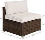 COSIEST Outdoor Furniture Add-on Armless Chair for Expanding Wicker Sectional Sofa Set w Off White Thick Cushions for - Photo 3