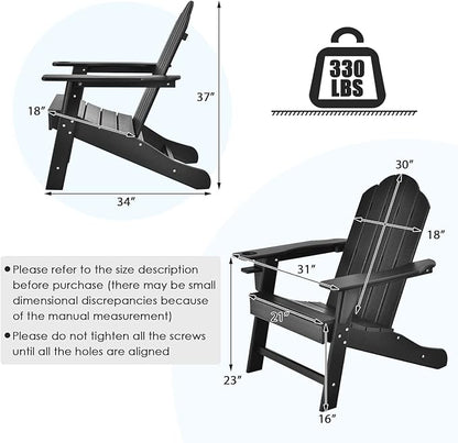 Giantex Adirondack Chair Outdoor Fire Pit Chairs, HDPE Weather Resistant Patio Chair for Outside Campfire,Deck, Garden, Yard, Lawn Furniture Porch and Lawn Seating Composite Chairs, Black