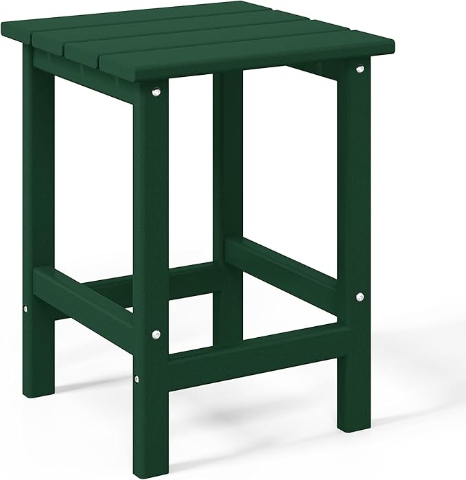 WestinTrends Malibu 3-Pieces Adirondack Chairs Set with Side Table, All Weather Outdoor Seating Plastic Patio Lawn Chair Folding for Outside Porch Deck Backyard, Dark Green