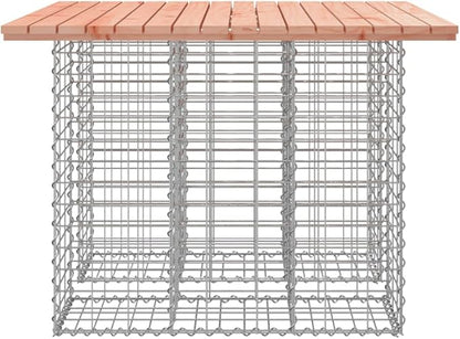 Garden Bench Natural Wood Solid Douglas Fir Compact Durable Gabion Design Galvanized Steel Frame Rustic Outdoor Seating