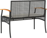 2-Seat Outdoor Garden Bench in Black-Brown Poly-Rattan, 42.5 x 22.4 x 33.5 in - Photo 7