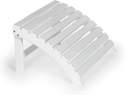 Eyely KDA1000D Zalenor 2-Piece Traditional Rustic Acacia Wood Adirondack Chair with Detachable Ottoman, White