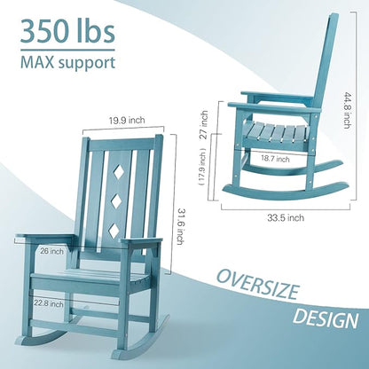 Oversized Rocking Chair, Outdoor Rocking Chair for Adults, All Weather Resistant Porch Rocker for Lawn Garden, 350lbs Weight Capacity