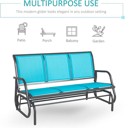 Outdoor Park Bench Backyard Garden, Front Porch, or Walking Path Furniture Seating, Outdoor Metal Garden Bench Patio Park Bench, Patio Park Bench Breathable Mesh Fabric 57.75" L x 29.5" W x 33.5" H