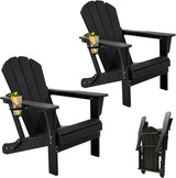Domi Folding Adirondack Chairs Set of 2, HDPE Adirondack Chair with Cup Holder - Photo 1