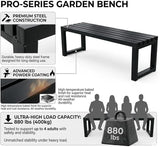 Backless Patio Bench Outdoor Metal Bench - Photo 6
