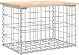 Solid Pine Wood Garden Bench Outdoor Bench Brown Rectangle 2-Person Compact Gabion Design for Patio Backyard Garden - Photo 3